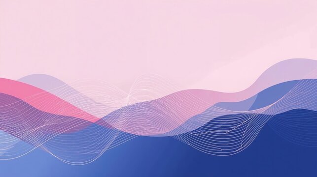 Abstract Flowing Wave Background with Gradient Layers and Digital Line Mesh