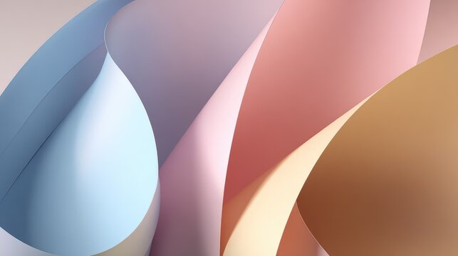 Soft Curved Paper Layers in Pastel Colors Creating an Elegant Abstract Background for Modern Design and Creative Projects