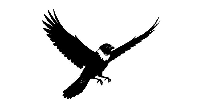 in flight with wings spread against a blue sky