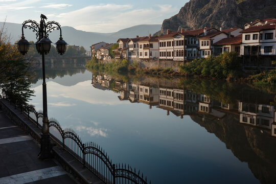 Amasya Turkey riverside Ottoman houses and bridge
