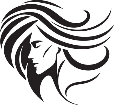 Long curly hair boy silhouette outline stylish trendy graphic illustration