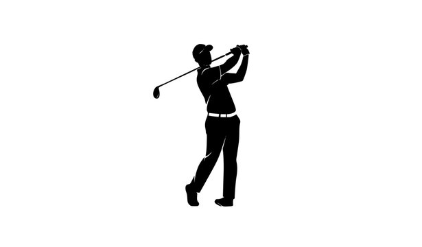 Golfer follow through silhouette vector logo elegant golf player finishing swing isolated on white
Keywords