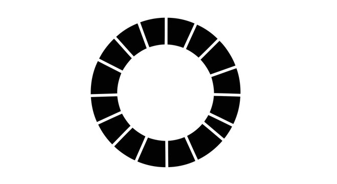 A black circular loading animation symbol on a white background.