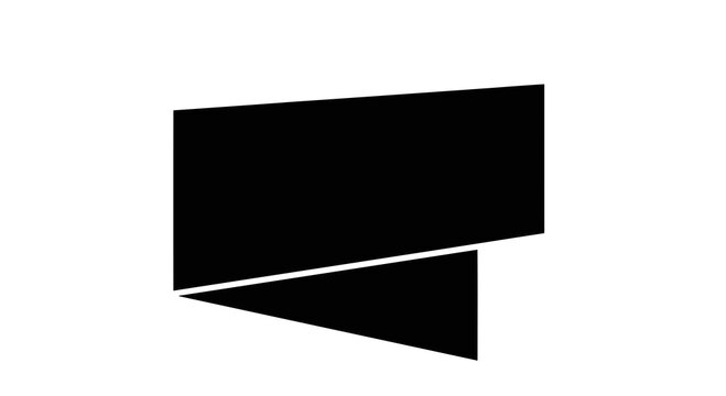 A simple black geometric shape on a white background is displayed.