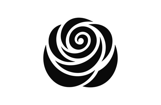 Circular spiral rose bloom icon for modern beauty brand and fashion identity