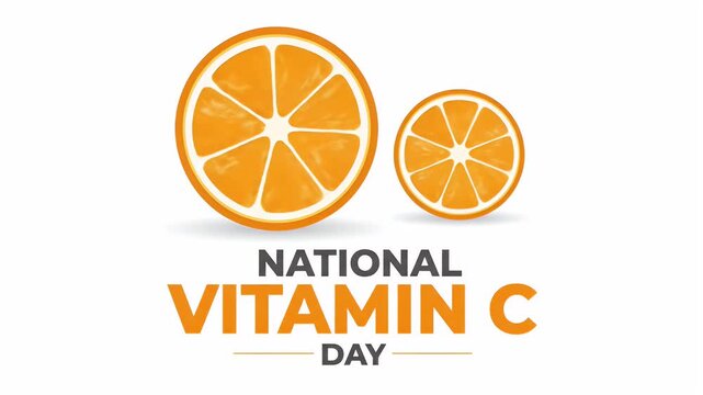 National Vitamin C Day graphic with two vibrant orange slices promoting health