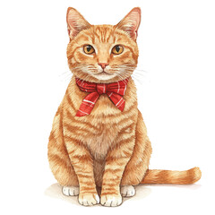 watercolor graphic of Cat illustration, isolated on a white background. © teralis