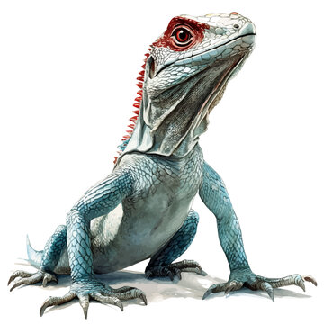 watercolor graphic of Basilisk Lizard illustration, isolated on a white background.