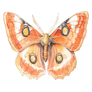Atlas Moth, vibrant watercolor vector, isolated on a white background, high quality and detailed design.