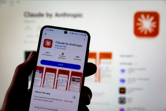 Smartphone Displaying Claude By Anthropic AI App Install Page In Mobile Store
Artificial Intelligence Assistant Application Interface For Writing Coding And Smart Tasks Editorial Use Only