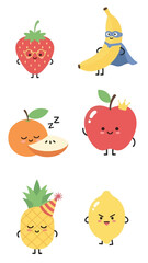 Fototapeta premium Cute and Whimsical Fruit Characters Enjoying Life with Personality and Fun