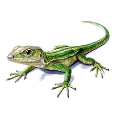 Fototapeta premium Anole Lizard, detailed watercolor painting, isolated on a white background.