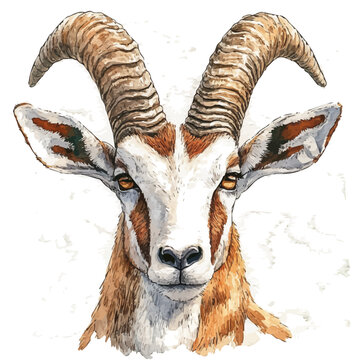 watercolor painting of Antelope graphic, isolated on a white background.