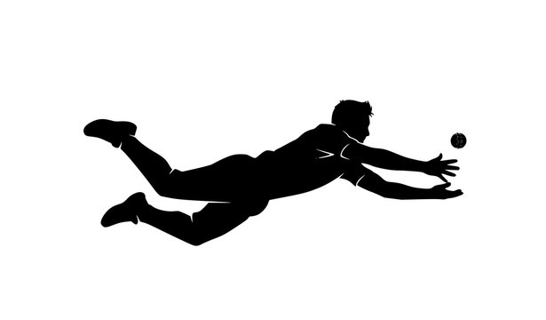 Cricket fielder silhouette vector logo sports catch icon isolated on white