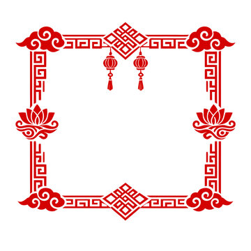 Chinese decorative frame red border traditional vector illustration