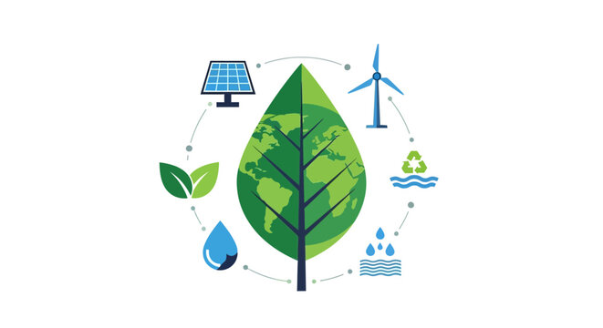 Green Energy Leaf Icon.
