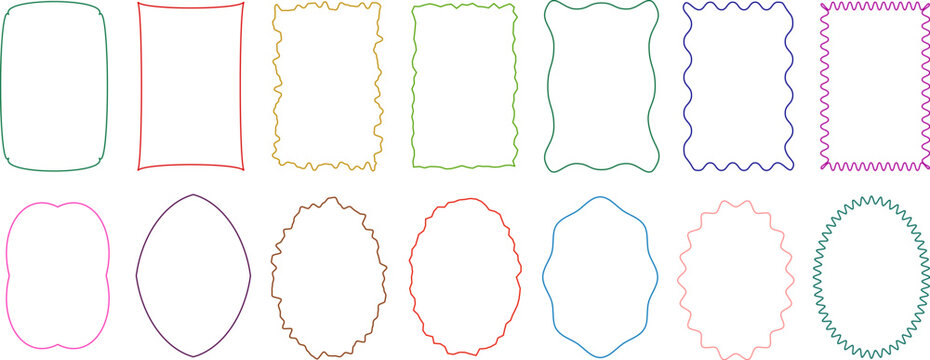 Assorted colorful line frames and thin border outlines, decorative frame set