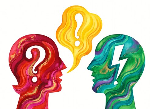 Due profili a confronto ad acquerello: domanda vs intuizione concettuale