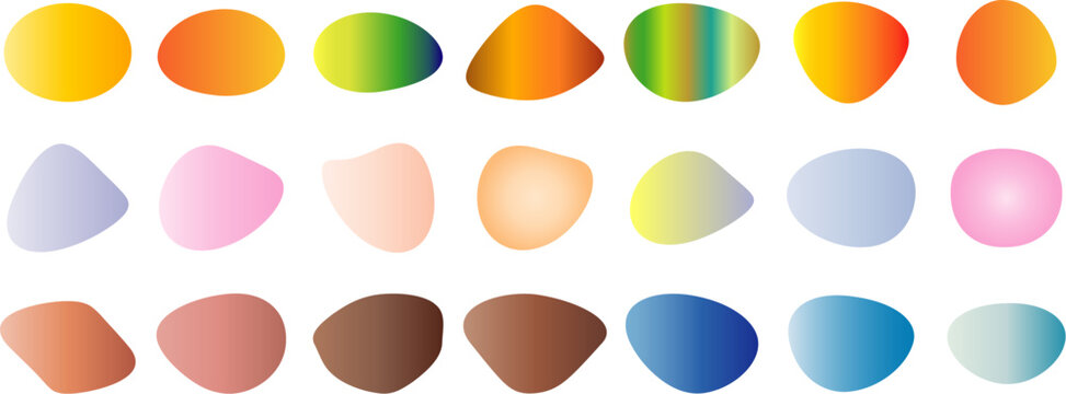 Colorful gradient organic shape set, modern abstract liquid blobs for creative graphic design elements