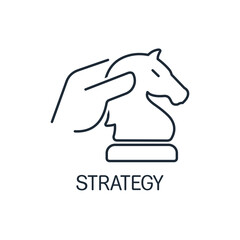 Obraz premium Knight's move. Active strategy. Vector linear icon illustration isolated on white background.