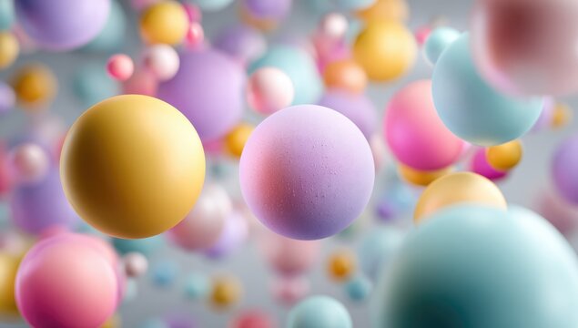 Colorful Spheres Floating in a Dreamy Abstract Composition.