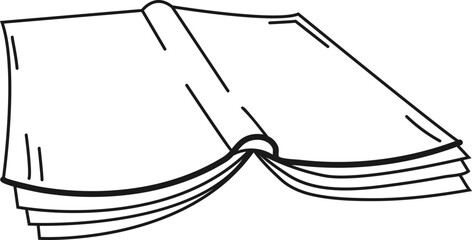 Textbook icon in outline style. Linear sketch of a book for education, school, and university design. © passionart