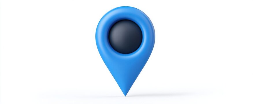 isolated matte blue 3d map marker for GPS navigation and direction tracking