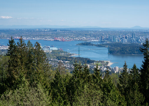 Scenic view of downtown Vancouver, BC from Grouse Mountain