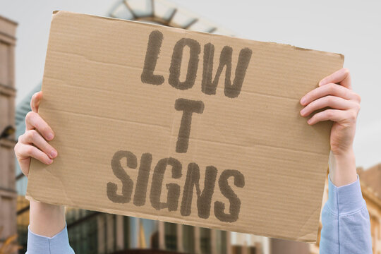 "Low T Signs" Men with low testosterone often report brain fog, weak erections, and loss of competitive drive. TESTOSTERONE. HEALTH. SIGNS. HORMONE. LEVELS.