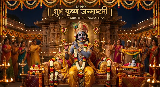 Happy Krishna Janmashtami: A Vibrant Scene of Devotion and Festivity
