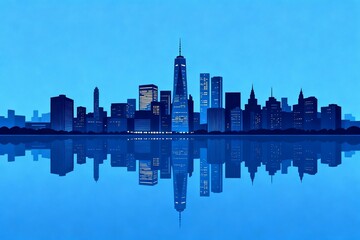 Obraz premium City skyline with water reflection