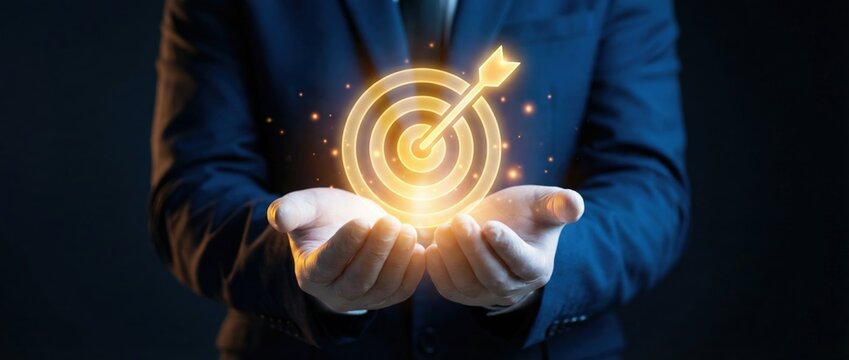 Achieving business goals through targeted strategies office environment digital illustration professional setting focused perspective