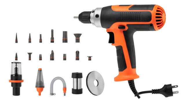 set of drill bits isolated on transparent background