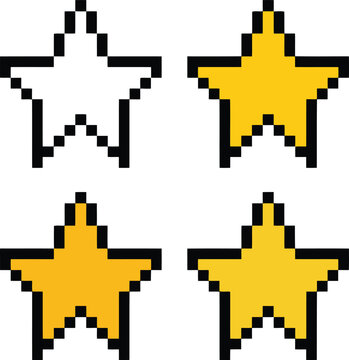 A set of four yellow and white pixelated stars