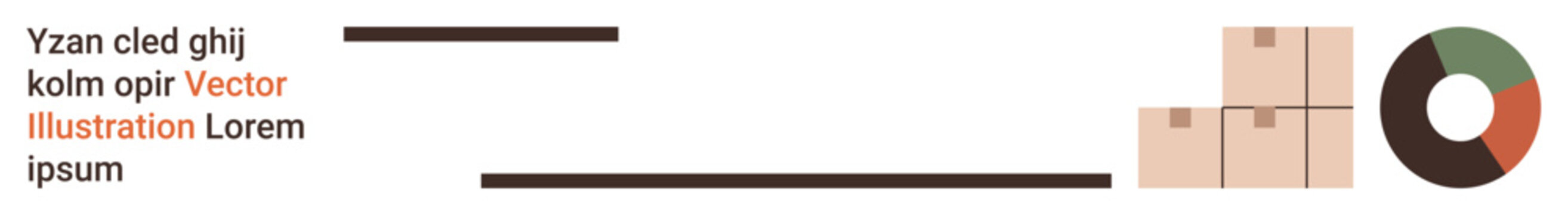 Logistics, supply chain, data analysis, shipping, inventory, business growth. Stacked boxes and a circular chart with text elements. Logistics and inventory management illustrated concepts