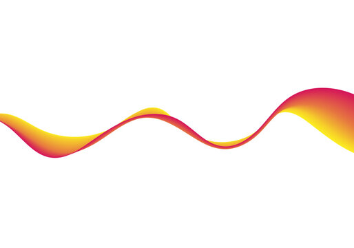 Abstract dynamic wave of two intertwined volumetric ribbons in warm yellow-red gradients on white background. Eps 10