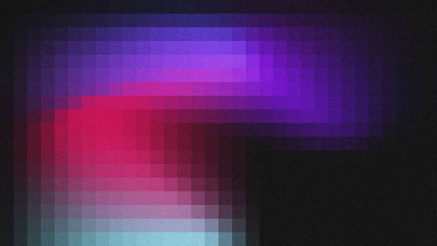 A modern abstract background featuring overlapping gradient rectangles in purple, magenta, red, and cool tones, with a grainy noise texture.