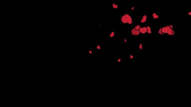 Loopable hand drawn doodle sketch heart shape Cartoon animation on a black background. Love on valentines day. Vintage Scratch style Concept: love, valentine's day, mother's day, marriage, event