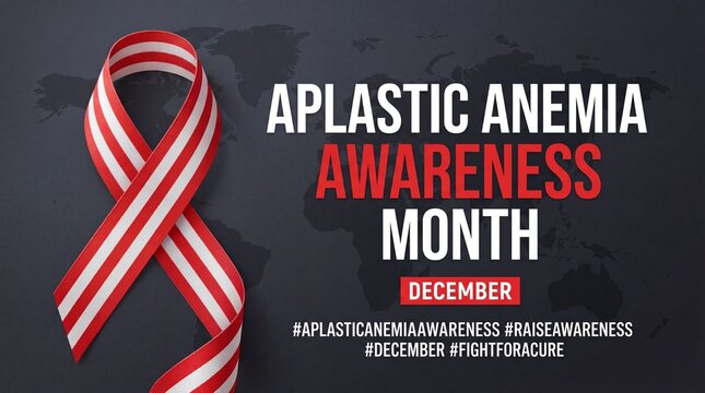 Aplastic Anemia Awareness Hope ribbon on world map background.