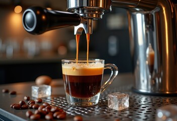 Fototapeta premium Concentrated Ristretto Espresso Shot Artwork Rich Dark Roast Coffee Experience Artistry