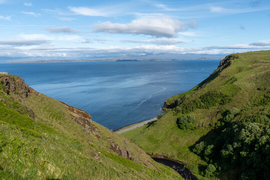 The Isle of Skye,  is a large and scenic island in the Inner Hebrides of Scotland. It's known for its dramatic landscapes.Ocean views from the Lealt Falls lookout