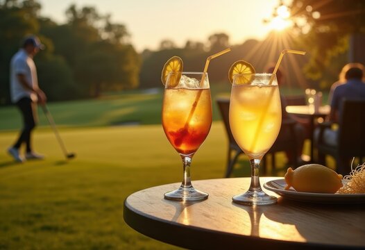 Golf Course Patio Arnold Palmer Half Lemonade Half Tea Pour Sunlit Serenity