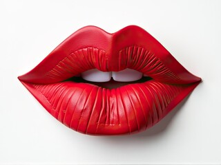 Fototapeta premium Close-up shot of a bright red lipstick on a white surface, perfect for beauty and makeup-related designs
