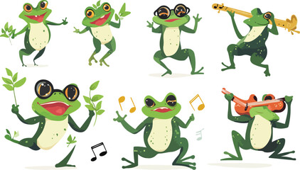 Obraz premium Funny Cartoon Cactus Character Illustration in Green Smiling Style