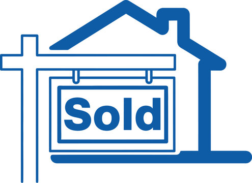 Sold real estate sign with house icon