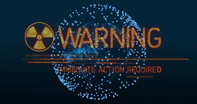 Vertical video: Alert starting globe showing WARNING and IMMEDIATE ACTION in HUD nuclear icon
