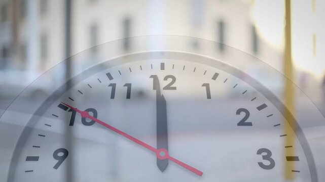 Clock overlay appearing on transparent background, red hand rotating left showing time for design