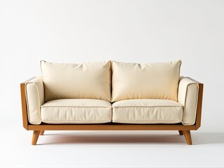 Fototapeta premium A white couch with two pillows on top