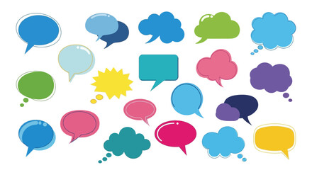 Obraz premium Colorful speech and chat bubbles vector set seamless pattern