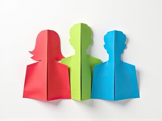 A group of paper cut silhouettes standing together, perfect for representing crowds or masses in various settings
